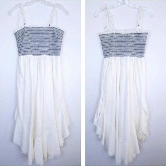 KISUII WMNS Sz S Smocked Black White Summer Midi Dress, Frill, Split Hem Layered - Picture 2 of 12